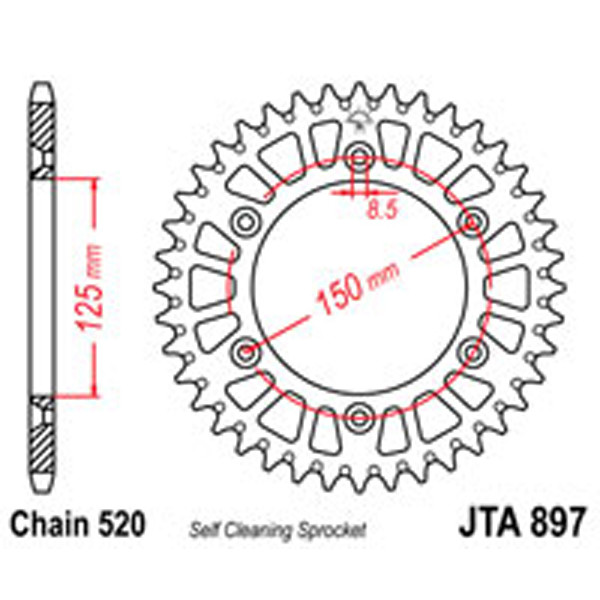 JT JT Rear Sprockets R/W 897-48SC Alloy
